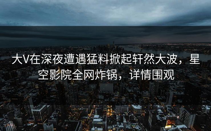 大V在深夜遭遇猛料掀起轩然大波，星空影院全网炸锅，详情围观