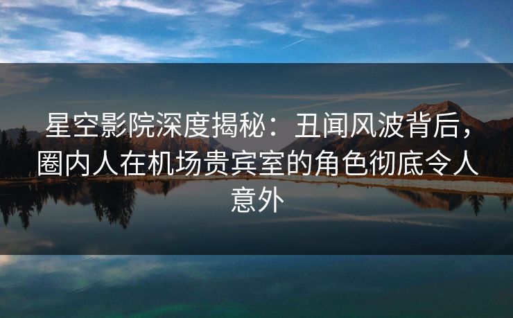 星空影院深度揭秘：丑闻风波背后，圈内人在机场贵宾室的角色彻底令人意外